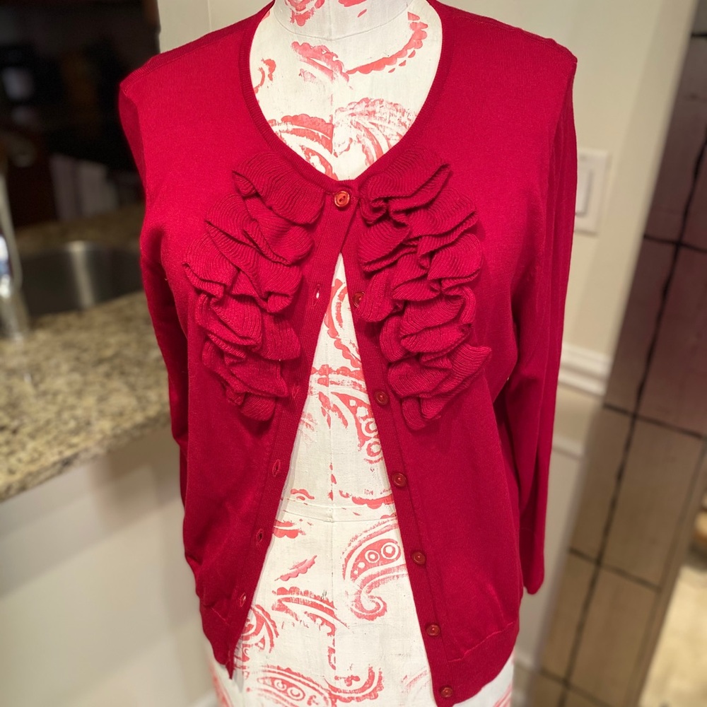 August Silk Red Cardigan